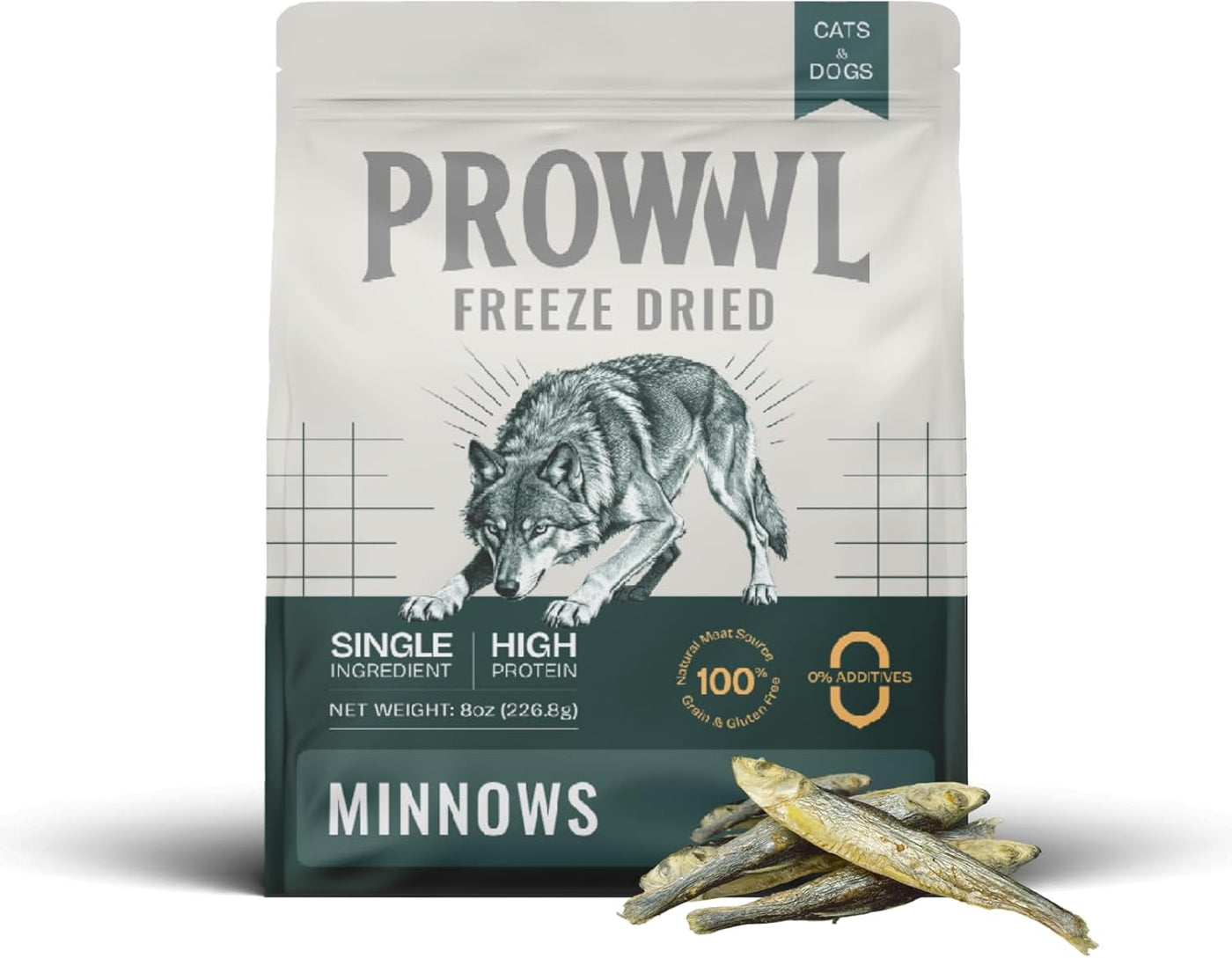 Freeze Dried Minnows Cat & Dog Treats for Training, Healthy High Protein Limited Single Ingredient Pet Food Snacks for Small, Medium, and Large Dogs Cats (Raw Minnows, 8oz)
