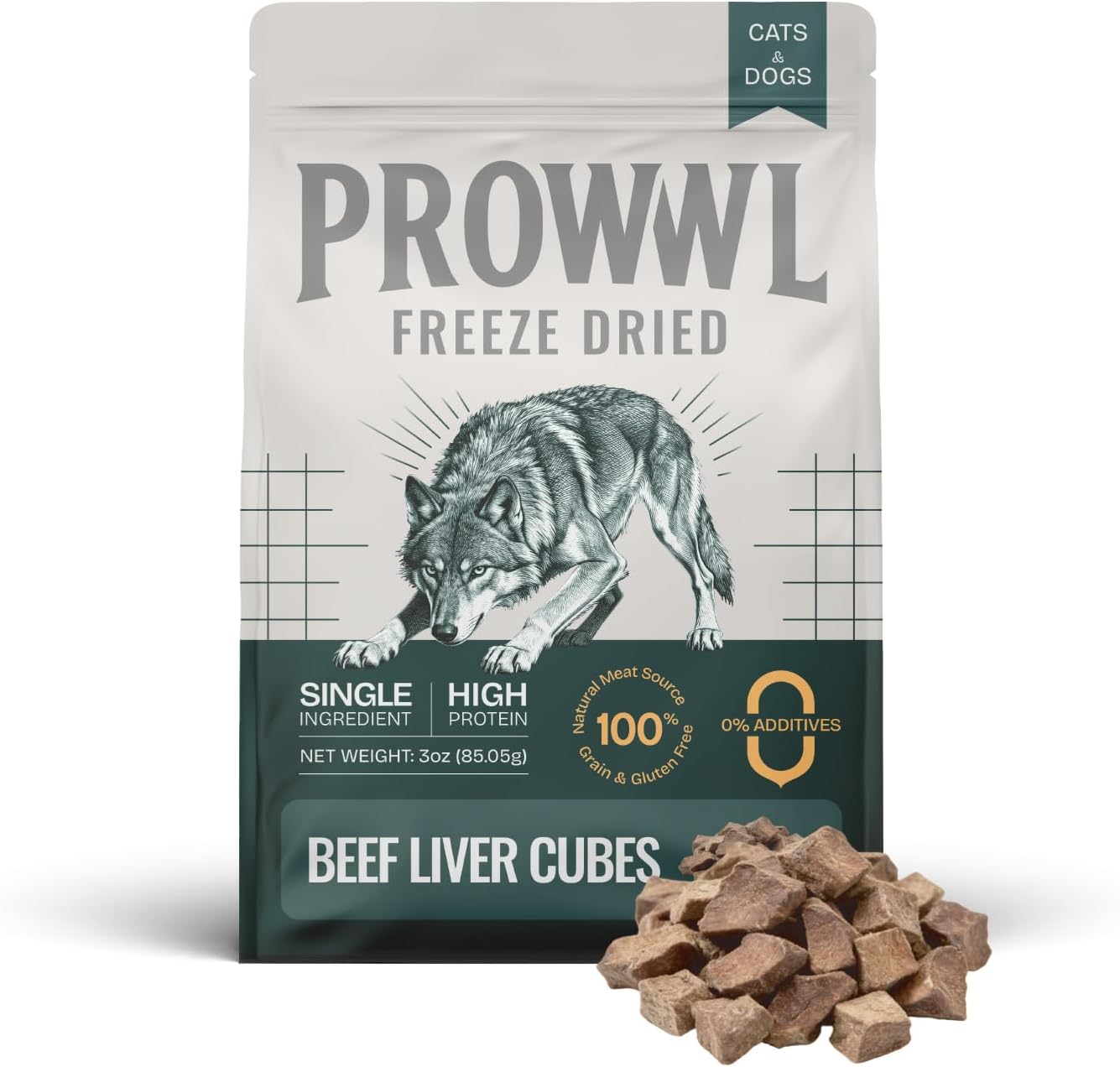 Freeze Dried Beef Liver Cubes Cat & Dog Treats for Training, Healthy High Protein Limited Single Ingredient Pet Food Snacks for Small, Medium, and Large Dogs Cats (Raw Beef Liver Cubes, 3oz)