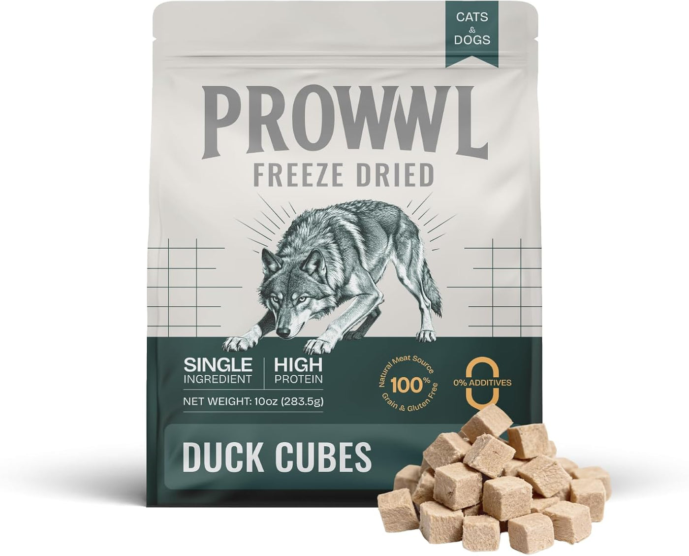 Freeze Dried Duck Cubes Cat & Dog Treats for Training, Healthy High Protein Limited Single Ingredient Pet Food Snacks for Small, Medium, and Large Dogs Cats (Raw Duck Cubes, 10oz)