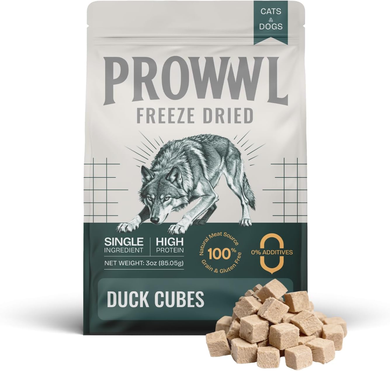 Freeze Dried Duck Cubes Cat & Dog Treats for Training, Healthy High Protein Limited Single Ingredient Pet Food Snacks for Small, Medium, and Large Dogs Cats (Raw Duck Cubes, 3oz)
