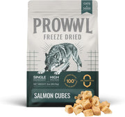 Freeze Dried Salmon Cubes Cat & Dog Treats for Training, Healthy High Protein Limited Single Ingredient Pet Food Snacks for Small, Medium, and Large Dogs Cats (Raw Salmon Cubes, 3oz)