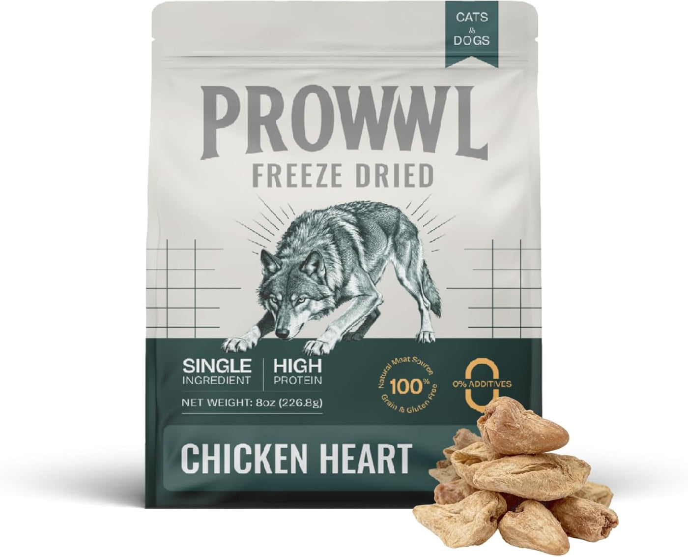 Freeze Dried Chicken Heart Cat & Dog Treats for Training, Healthy High Protein Limited Single Ingredient Pet Food Snacks for Small, Medium, and Large Dogs Cats (Raw Chicken Heart Cubes, 8oz)