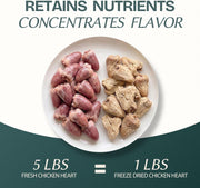 Freeze Dried Chicken Heart Cat & Dog Treats for Training, Healthy High Protein Limited Single Ingredient Pet Food Snacks for Small, Medium, and Large Dogs Cats (Raw Chicken Heart Cubes, 8oz)