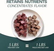 Freeze Dried Beef Liver Cubes Cat & Dog Treats for Training, Healthy High Protein Limited Single Ingredient Pet Food Snacks for Small, Medium, and Large Dogs Cats (Raw Beef Liver Cubes, 10oz)