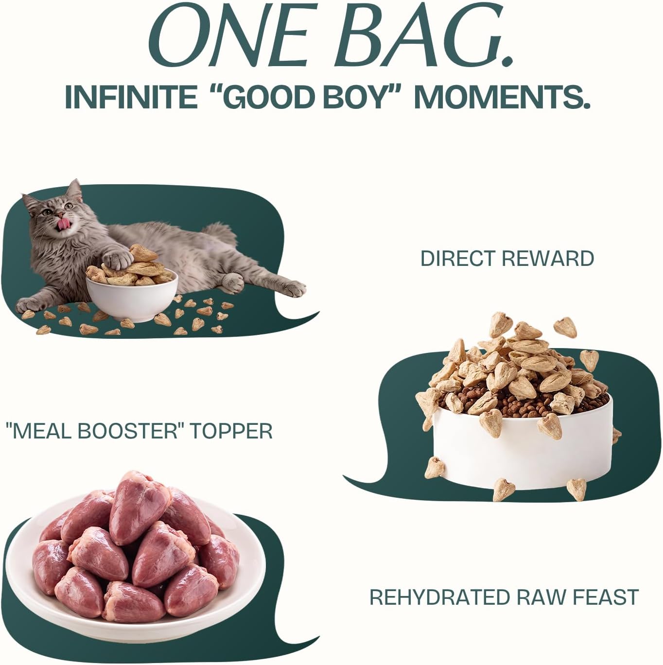 Freeze Dried Chicken Heart Cat & Dog Treats for Training, Healthy High Protein Limited Single Ingredient Pet Food Snacks for Small, Medium, and Large Dogs Cats (Raw Chicken Heart Cubes, 3oz)