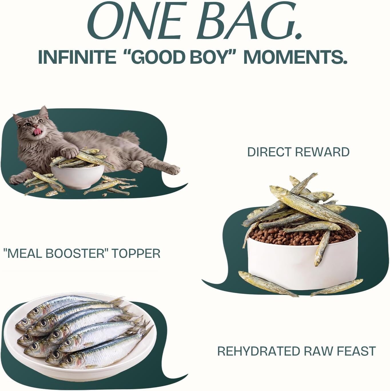 Freeze Dried Minnows Cat & Dog Treats for Training, Healthy High Protein Limited Single Ingredient Pet Food Snacks for Small, Medium, and Large Dogs Cats (Raw Minnows, 3oz)