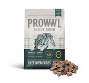 Prowwwl freeze-dried beef liver cubes packaging with natural meat source 3oz
