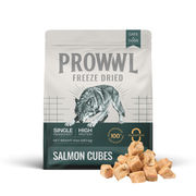 PROWWL Freeze-Dried Salmon Cubes 10 oz package with real salmon treat cubes for dogs and cats